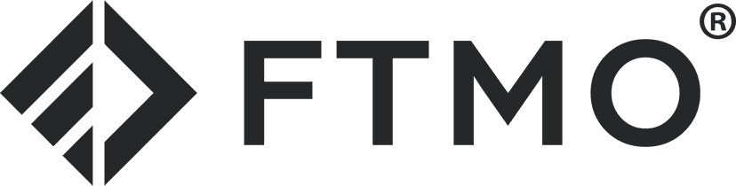FTMO prop trading firm logo featuring the diamond arrow icon and registered trademark symbol